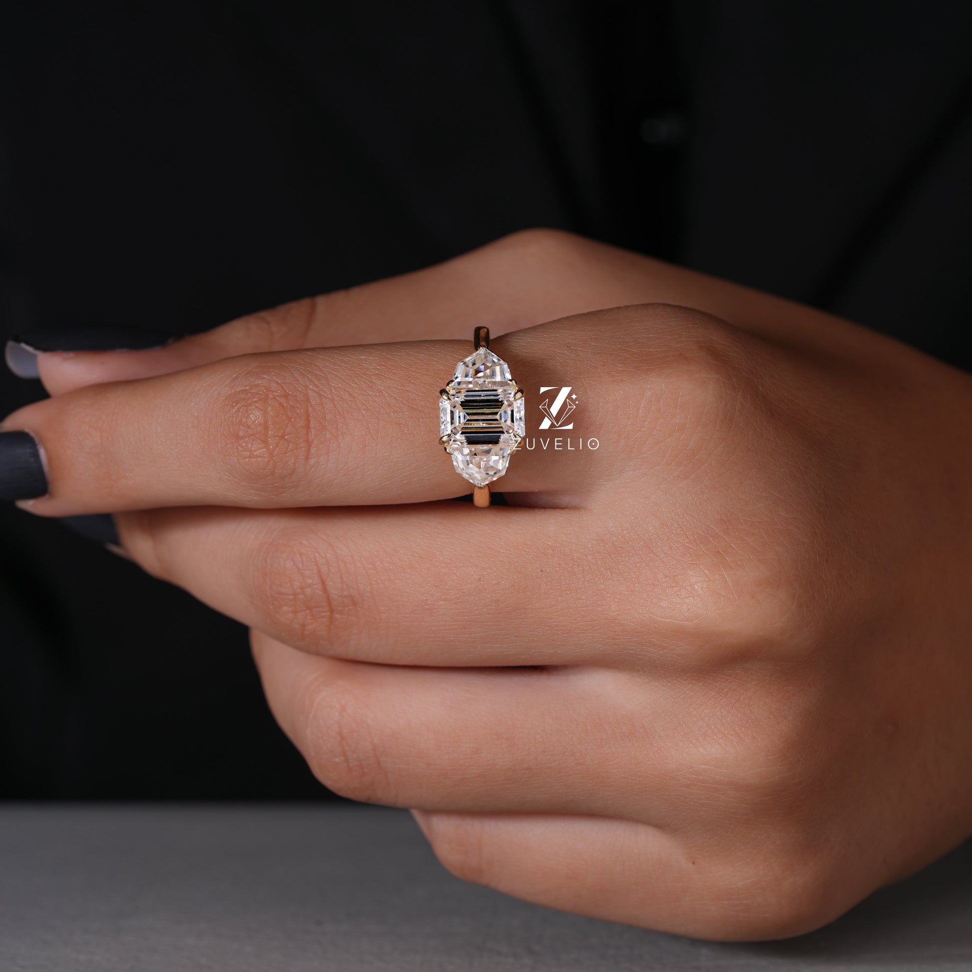 Emerald Cut Trilogy Ring - Zuvelio.com