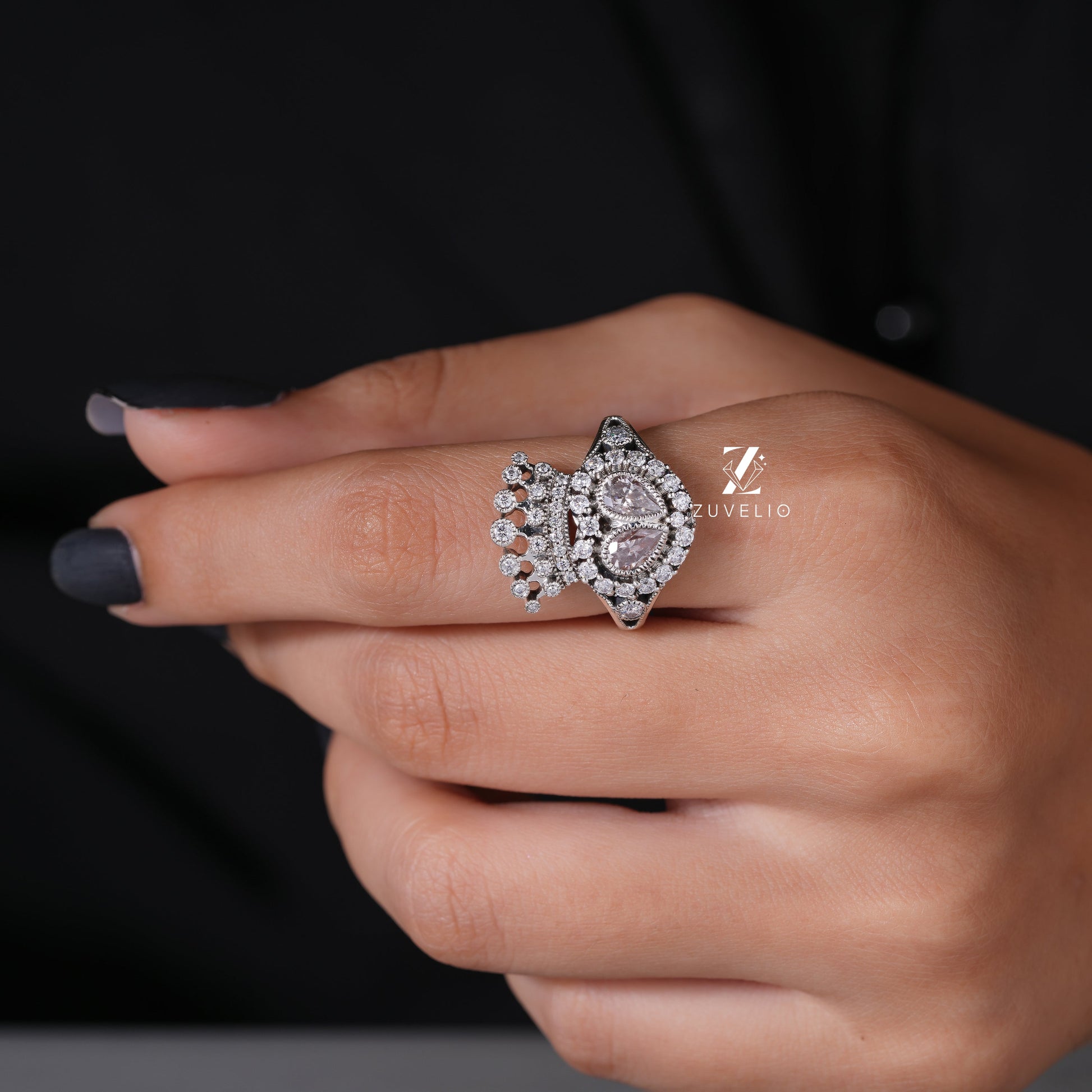 Rose cut Queen Moissanite Ring - Zuvelio.com