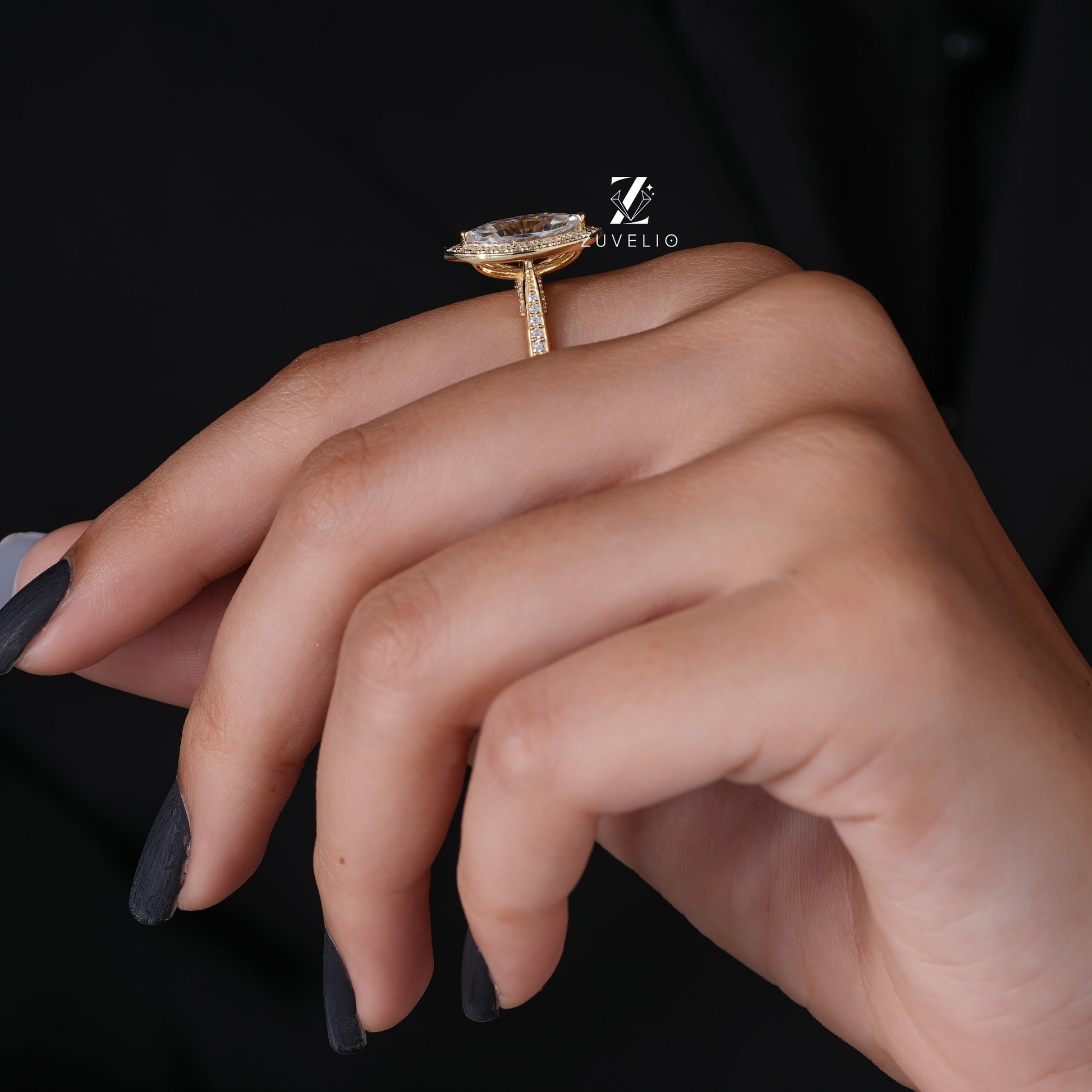 Halo Marquise Cut Moissanite Ring - Zuvelio.com