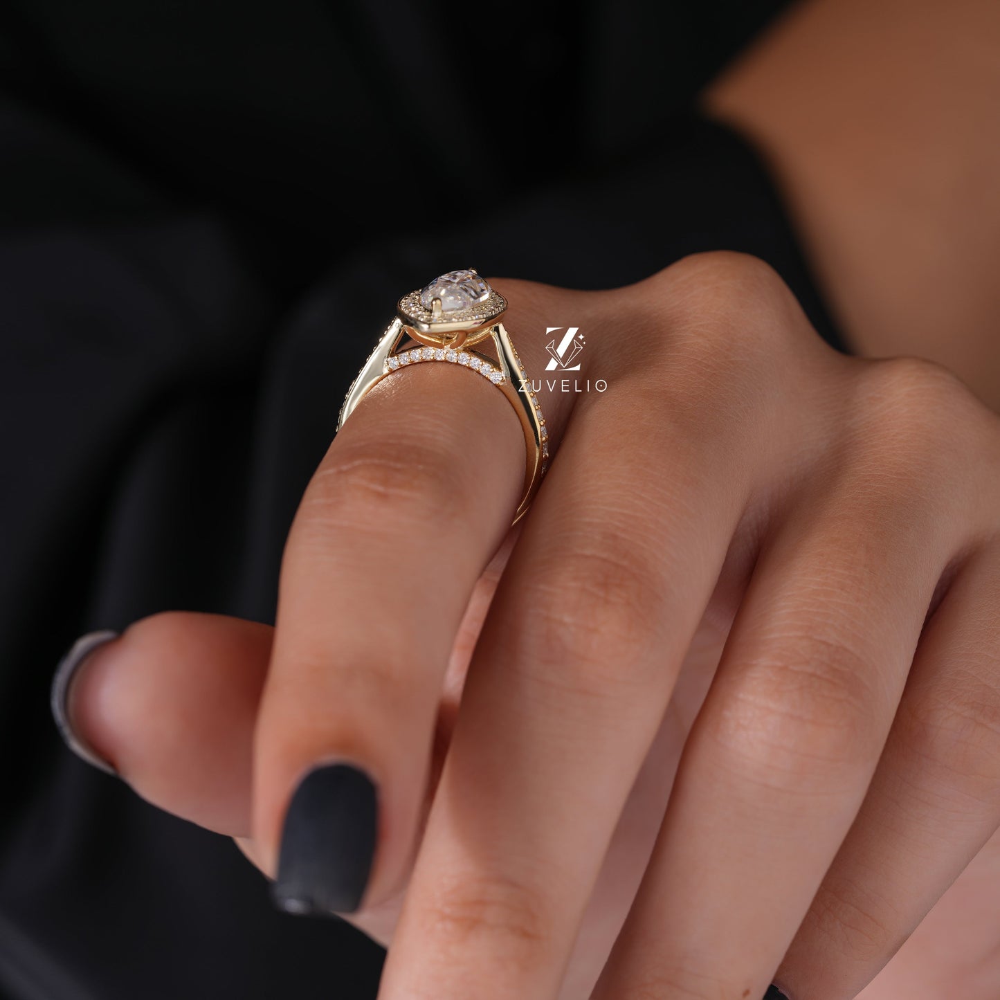 Halo Marquise Cut Moissanite Ring - Zuvelio.com