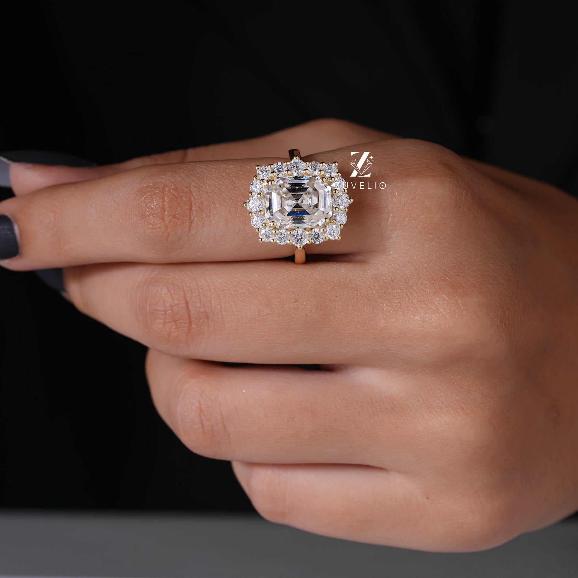 Emerald Cut Halo Style Ring - Zuvelio.com