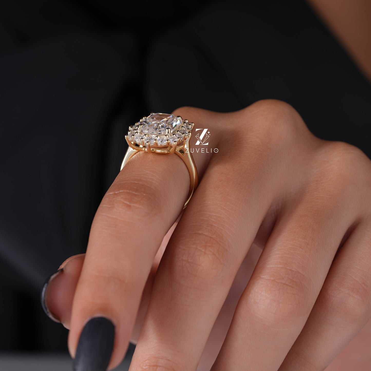Emerald Cut Halo Style Ring - Zuvelio.com