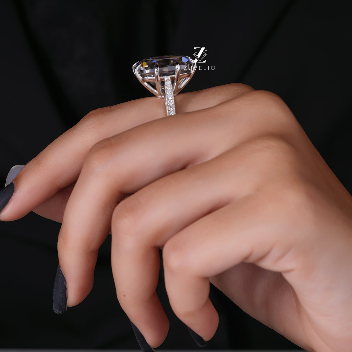 Grey Cushion Unique Ring - Zuvelio.com