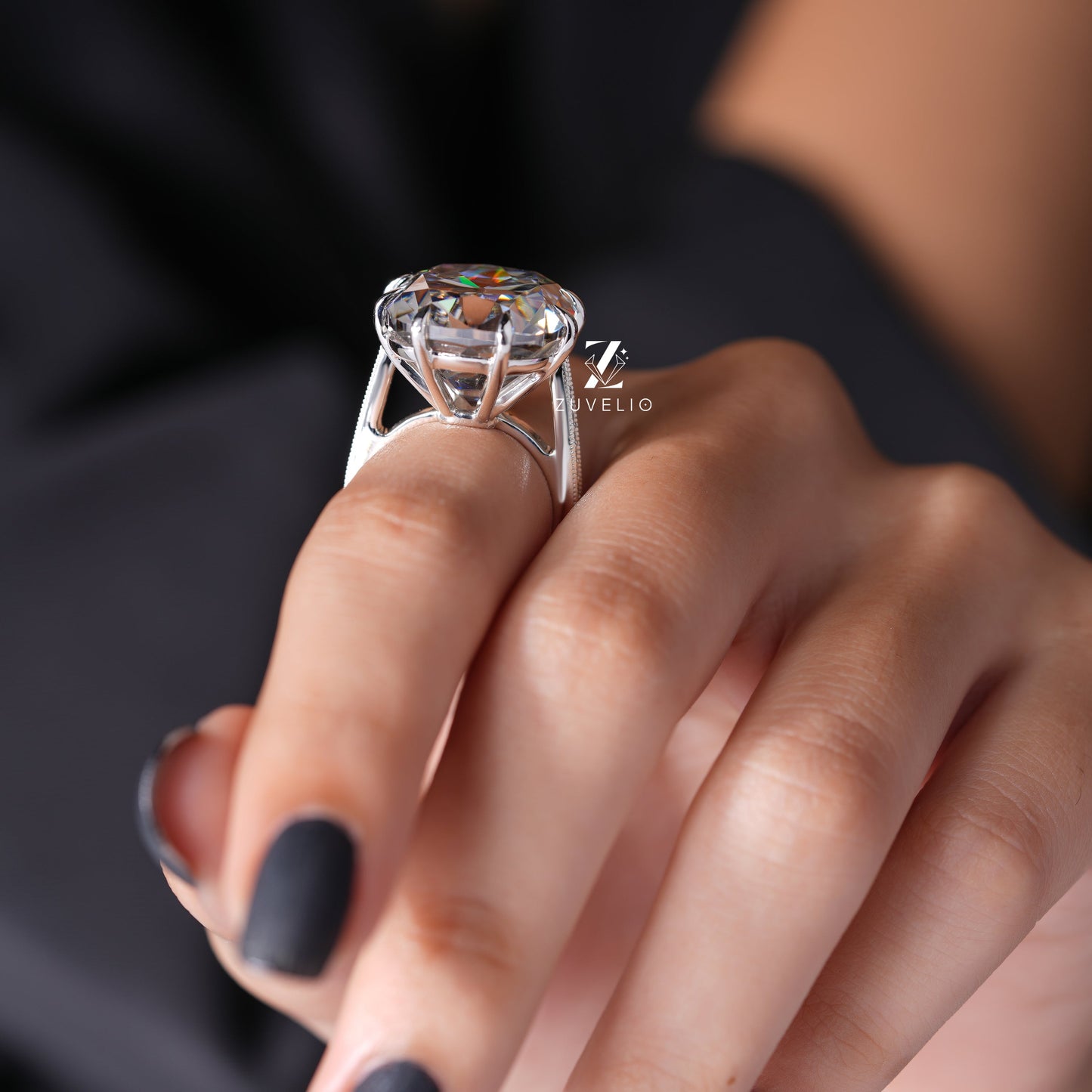 Grey Cushion Unique Ring - Zuvelio.com