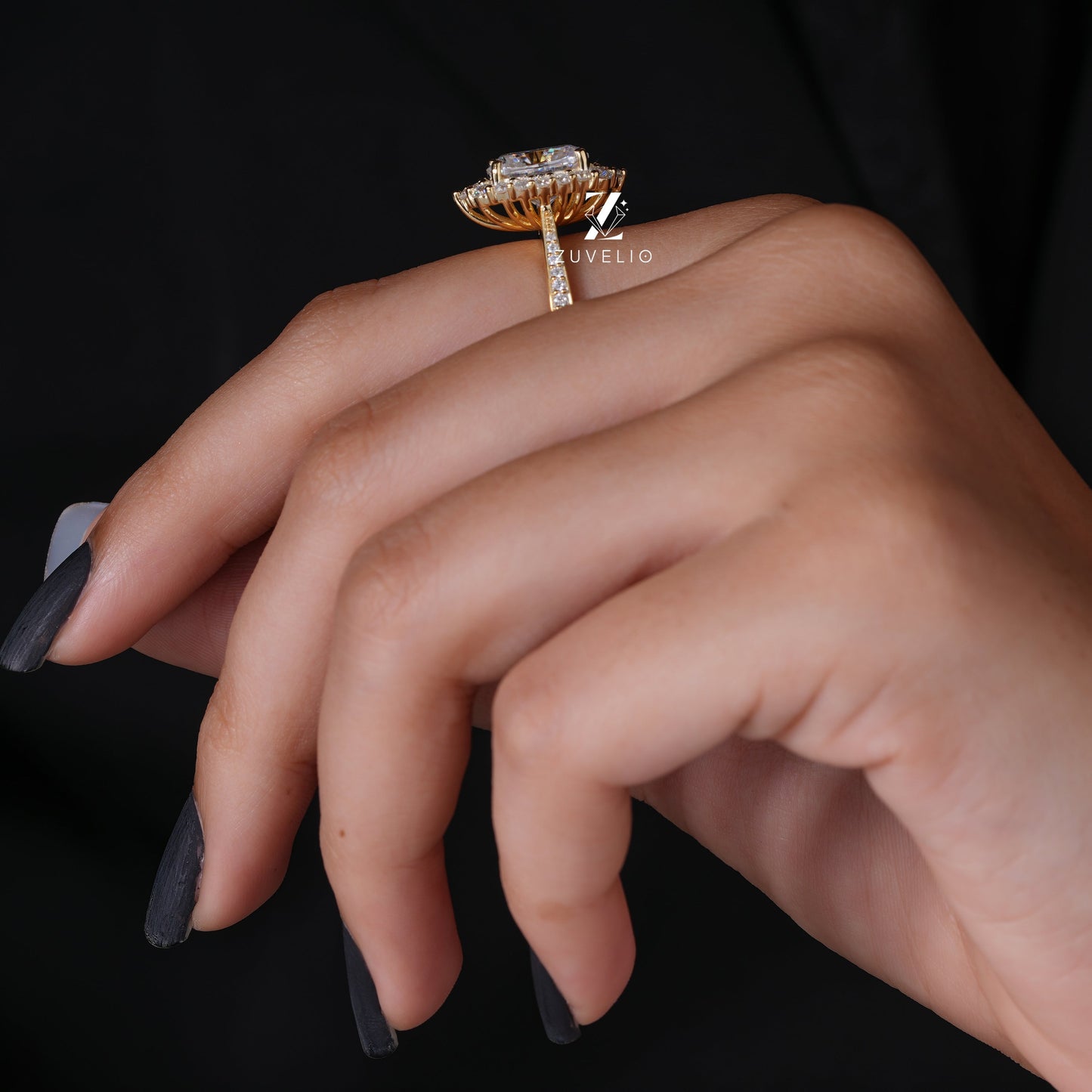 Halo Cushion Cut Moissanite Ring - Zuvelio.com