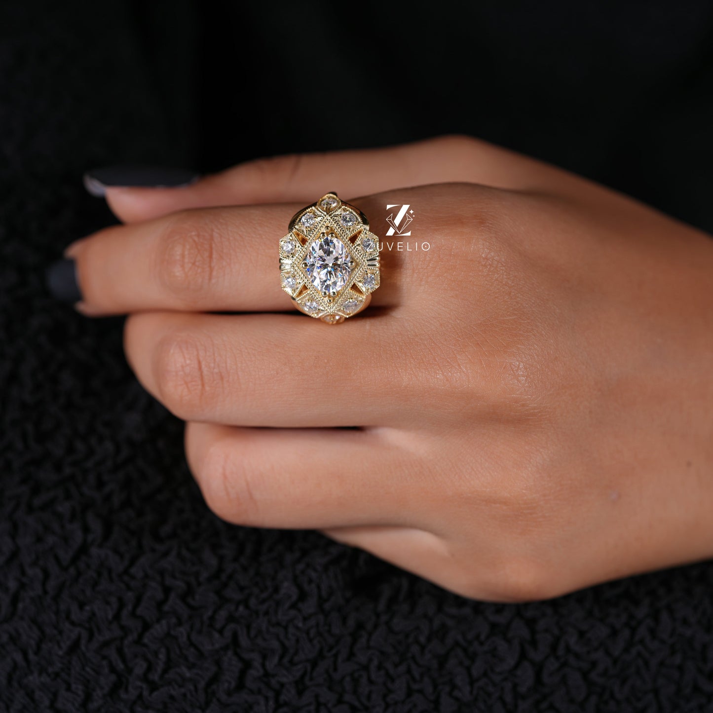 Art Deco Dome Moissanite Ring - Zuvelio.com