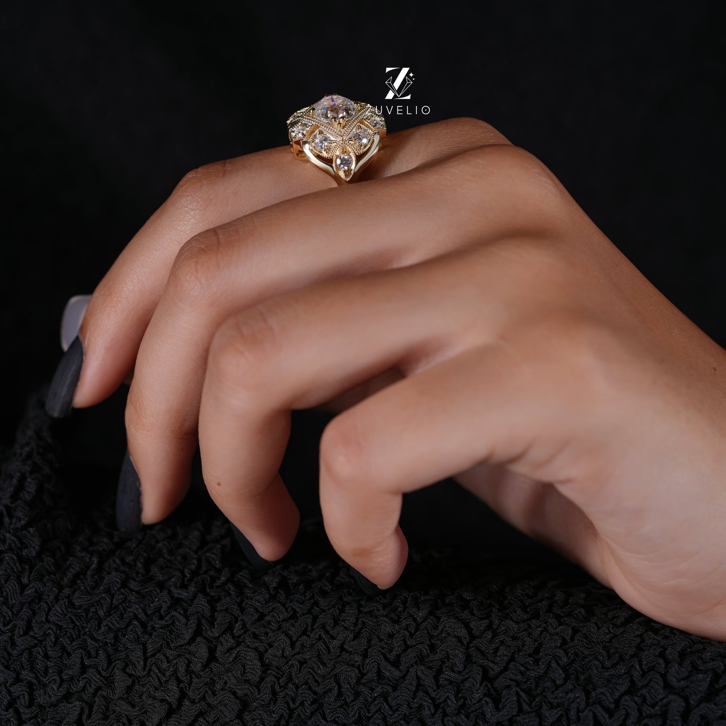 Art Deco Dome Moissanite Ring - Zuvelio.com