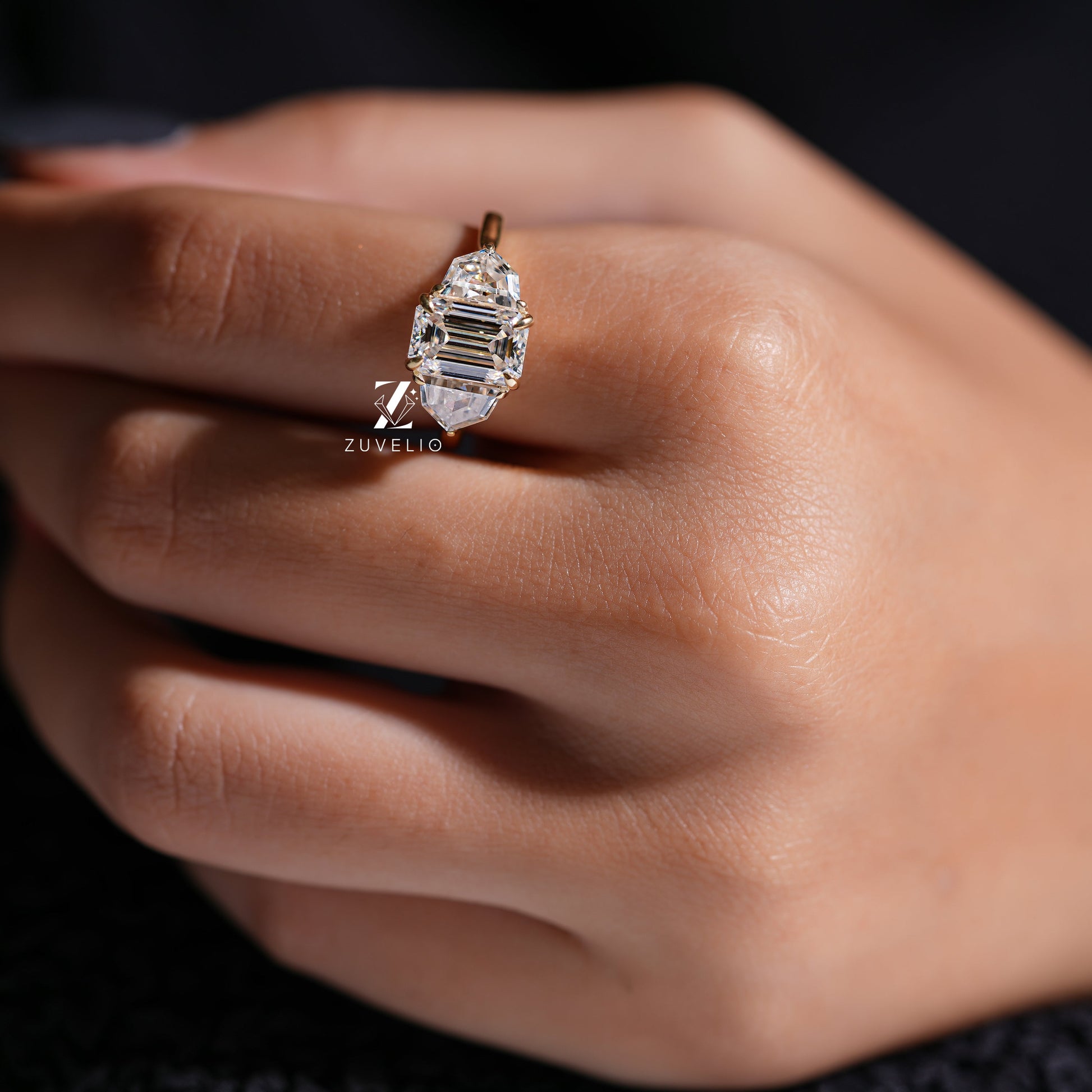 Emerald Cut Trilogy Ring - Zuvelio.com