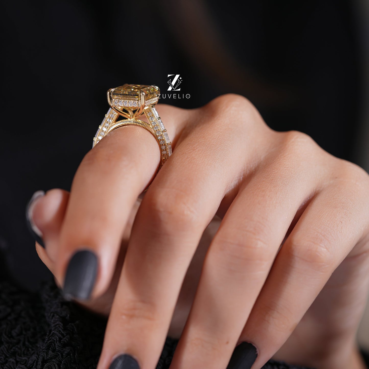 Champagne Emerald Cut Ring - Zuvelio.com