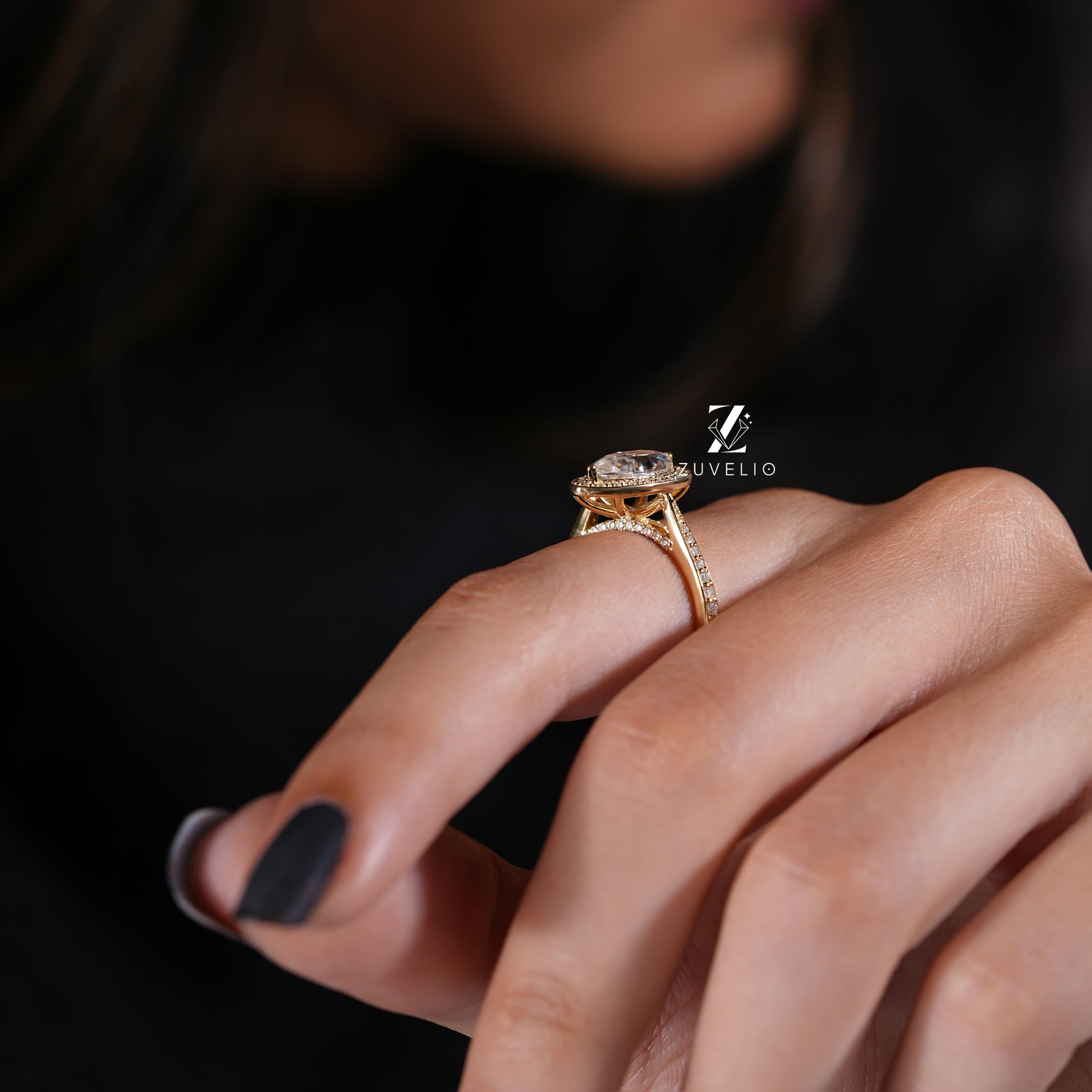 Halo Marquise Cut Moissanite Ring - Zuvelio.com