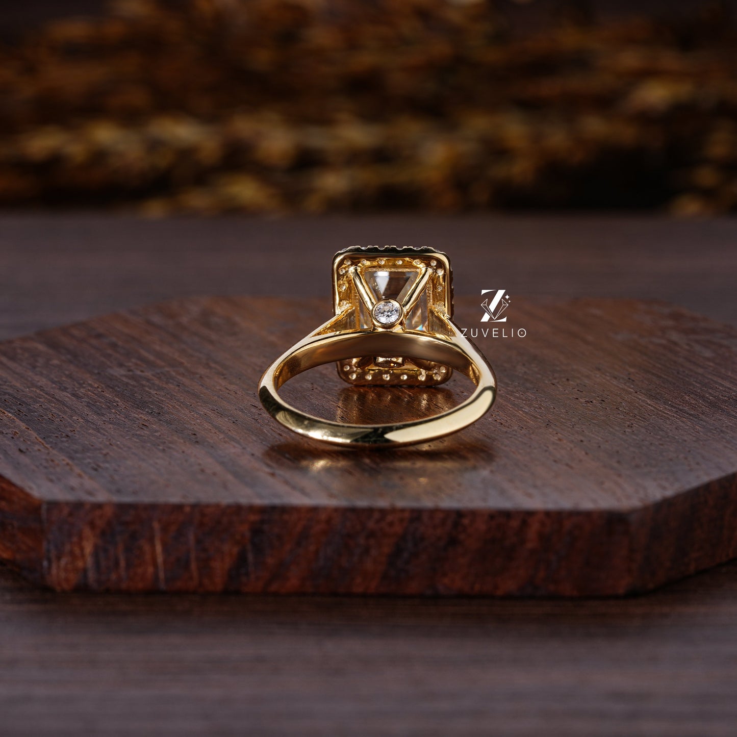 Halo Emerald Cut Moissanite Ring - Zuvelio.com