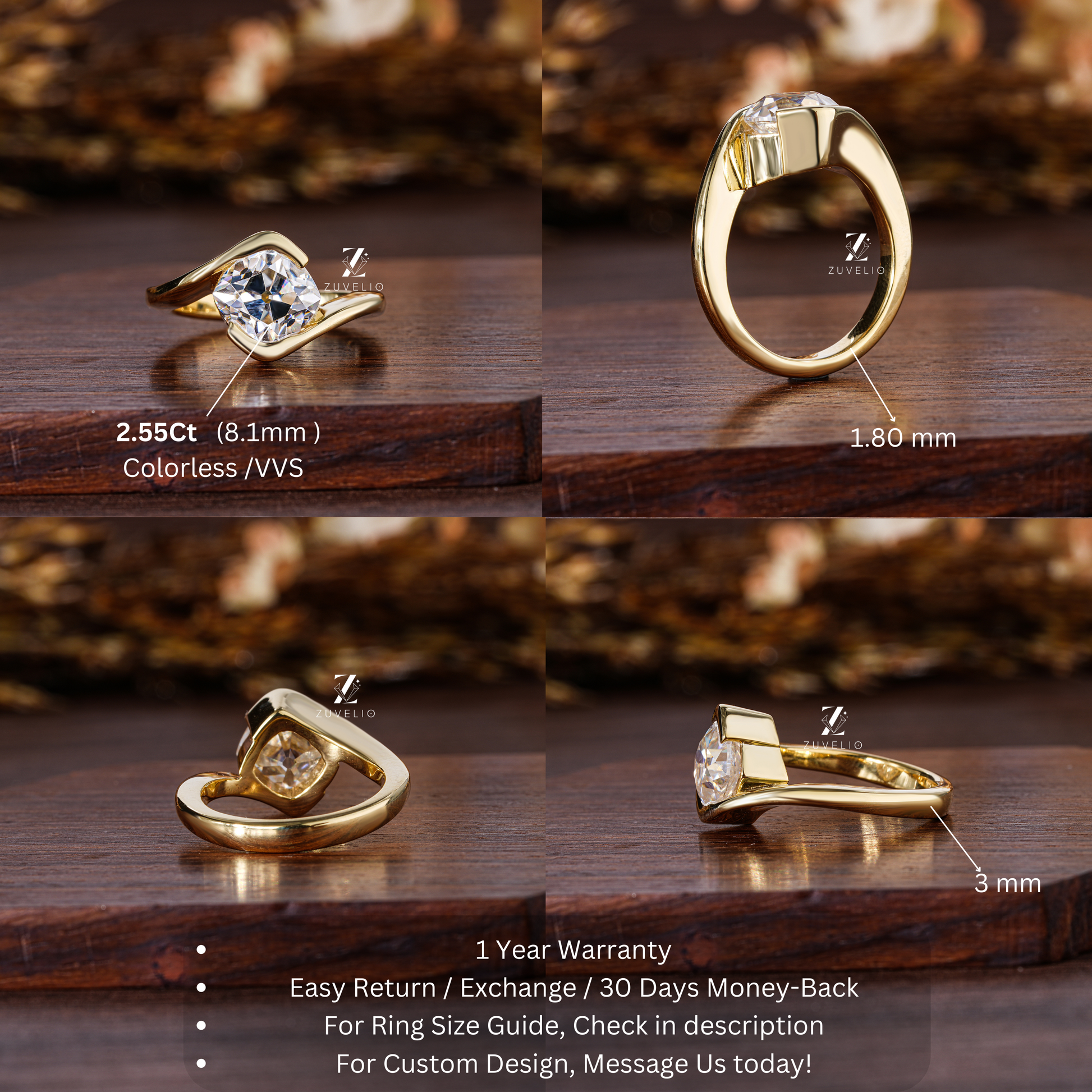 OMC Cushion Moissanite Ring - Zuvelio.com