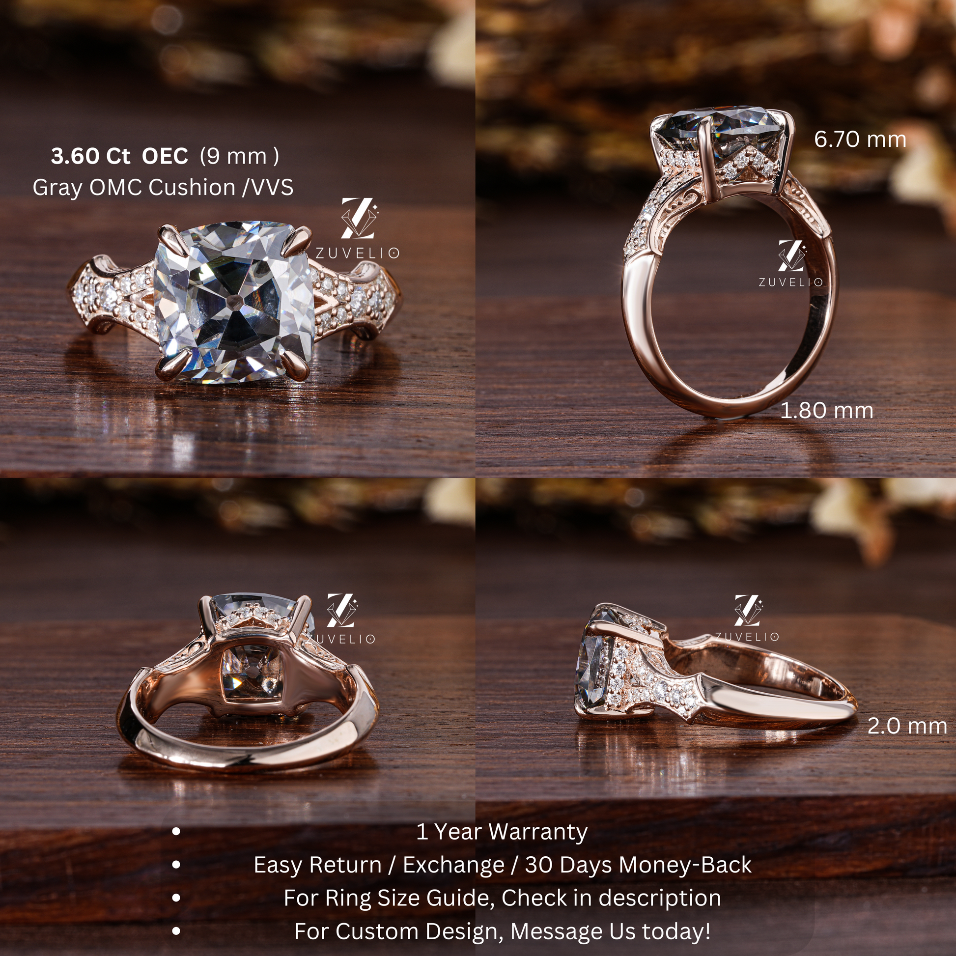 Grey Moissanite Ring - Zuvelio.com