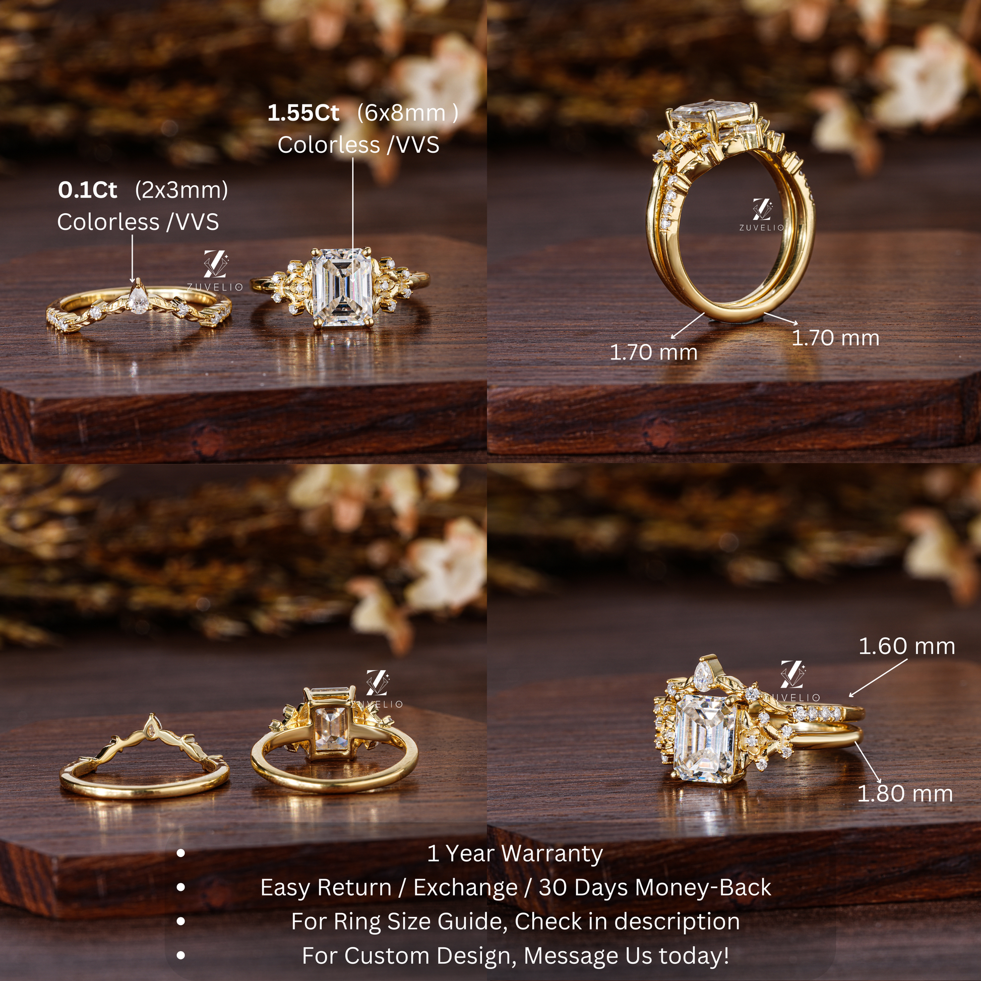 Emerald Bridal Moissanite Ring - Zuvelio.com