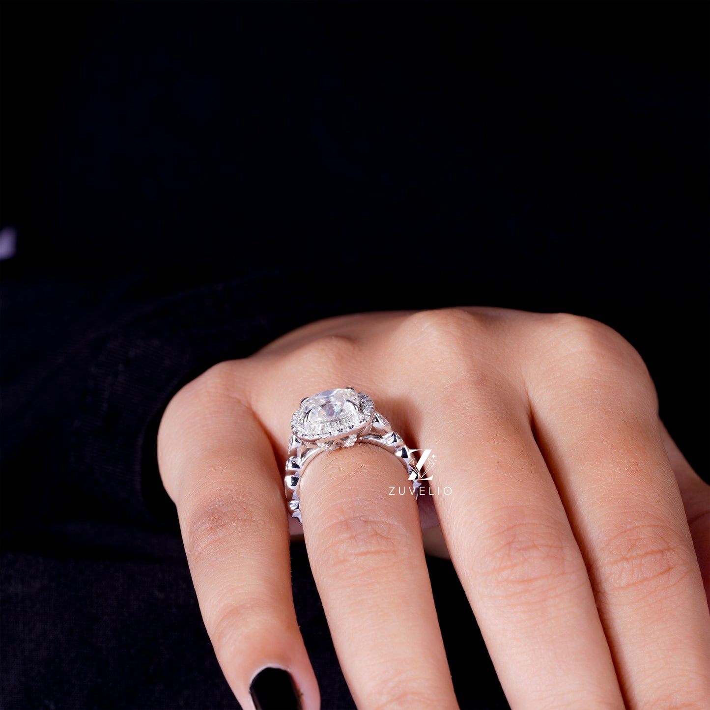Cushion Cut Moissanite Ring